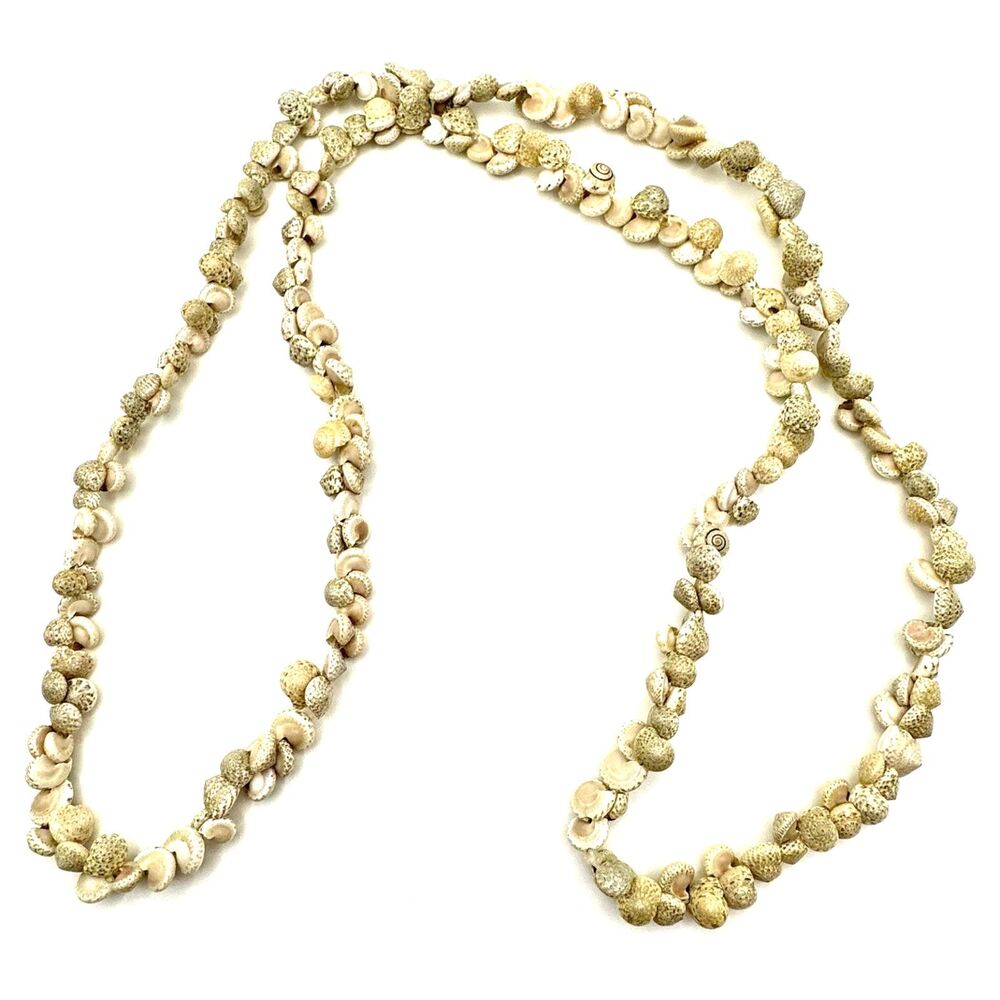 Real Seashell Necklace Continuous 36” Beach Mermaid Shark Sand Beaches Jewelry